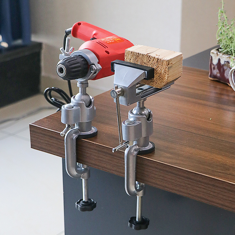 Bench Vise Swivel - แท่นจับชิ้นงานอเนกประสงค์แบบหมุนได้ 360 องศา ทำจากอลูมิเนียมอัลลอยด์ ใช้กับสว่านไฟฟ้าได้ เหมาะสำหรับงาน