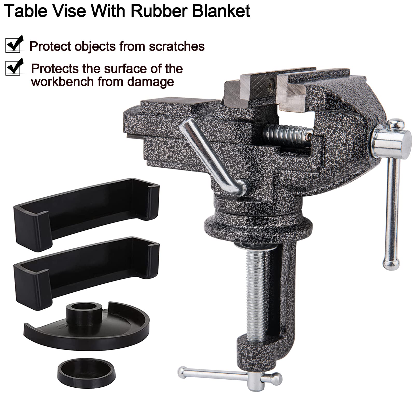 Bench Vise Swivel - ตัวจับโต๊ะอเนกประสงค์แบบหนัก ตัวจับโต๊ะอลูมิเนียมขนาดเล็ก ขาจับกันลื่น อเนกประสงค์ หมุนได้ 360