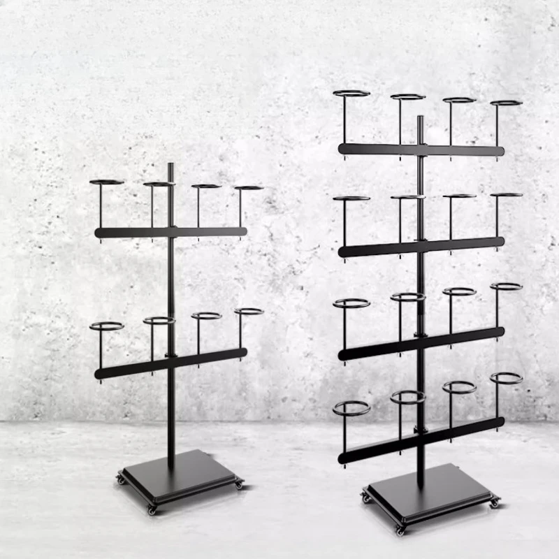 Workshop Tools Display - ที่แขวนหมวกนิรภัยสำหรับไซต์ก่อสร้าง ชั้นวางของในโรงงาน ที่แขวนหมวกนิรภัยติดผนังแบบไม่ต้องเจาะ ชั้นวางหมวกแบบเคลื่อนที่ตั้งพื้น