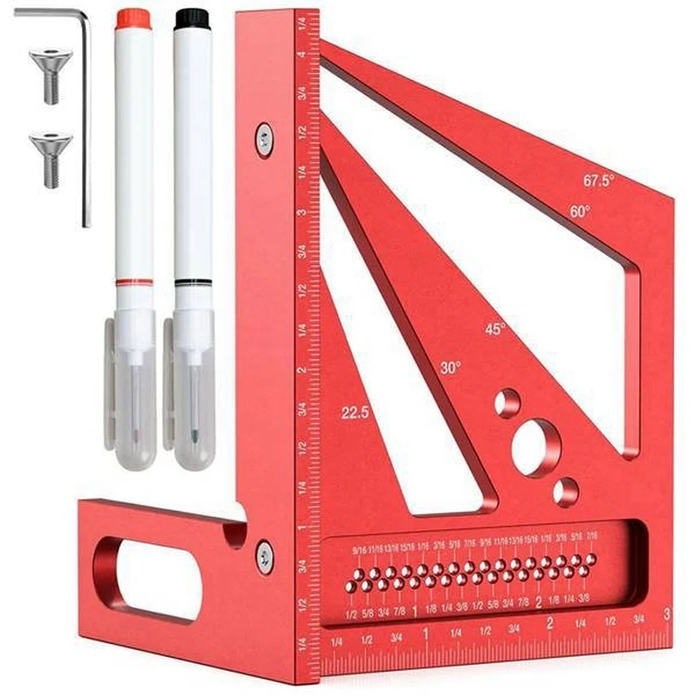 Workshop Marking Tools - ไม้บรรทัดวัดมุม 3 มิติ สีแดง สำหรับงานตั้งรูปแบบในโรงงาน ทำเครื่องหมาย